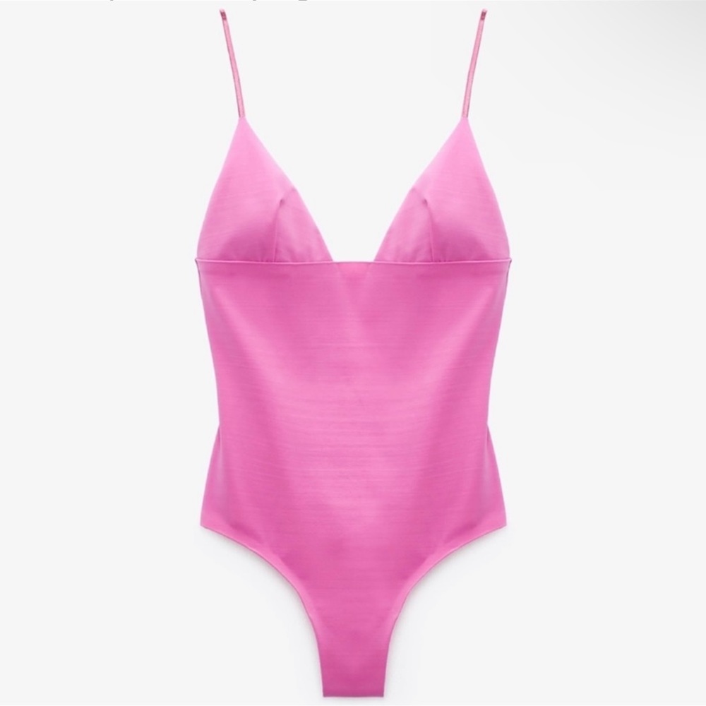 NWT ZARA pink slimming one piece swim.
